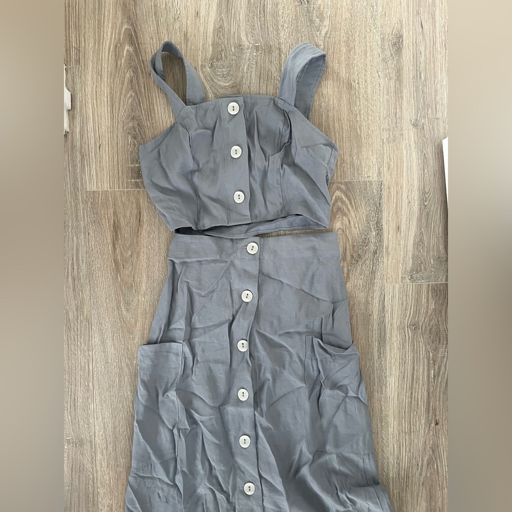 Light Blue Two Piece top and skirt set